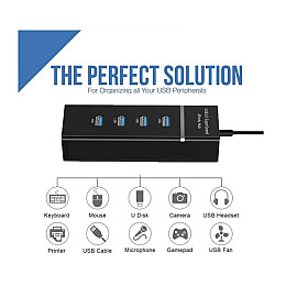 Разветвитель USB HUB 3.0 на 4 порта 30 см Черный