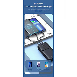 Портативная батарея AWEI P136K Power bank 20000 mAh Black