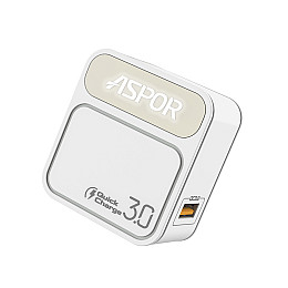 Мережевий зарядний пристрій Aspor A828 Fast Charger (18W QC3.0 1USB/3A)- білий