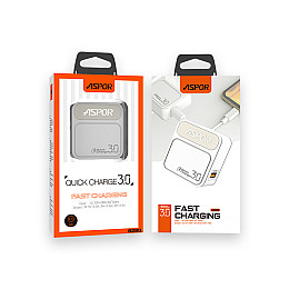 Мережевий зарядний пристрій Aspor A828 Fast Charger (18W QC3.0 1USB/3A)- білий