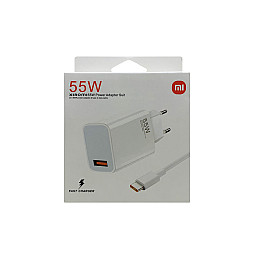 Мережевий зарядний пристрій Xiaomi MDY-12-EQ 55W + USB кабель Type-C- білий