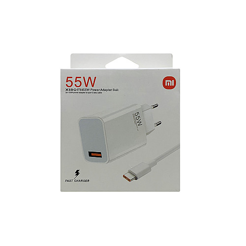 Сетевое зарядное устройство для Xiaomi MDY-12-EQ 55W + USB кабель Type-C- белый