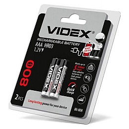 Акумуляторна батарейка Videx AAА HR03 800mAh 2 шт