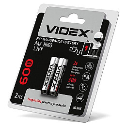 Акумуляторна батарейка Videx AAА HR03 600mAh 2 шт