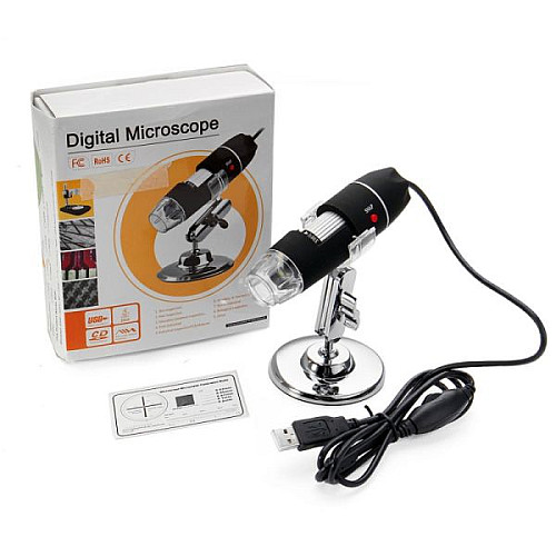 USB мікроскоп цифровий Ootdty DM-1600 (0x-1600x) з LED підсвічуванням Чорний (100094)
