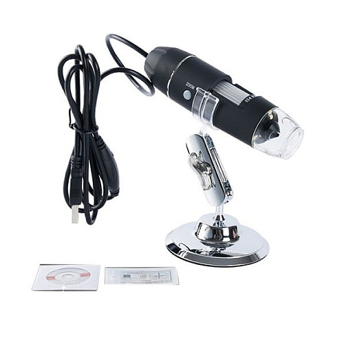 USB мікроскоп цифровий Ootdty DM-1600 (0x-1600x) з LED підсвічуванням Чорний (100094)