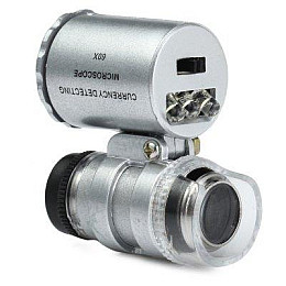 Карманный микроскоп Digital MG 9882 60X с LED и ультрафиолетовой подсветкой Серебристый (20053100203)