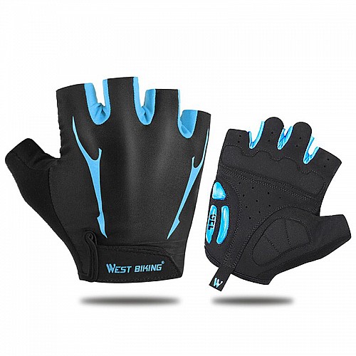 Рукавички велосипедні West Biking 0211190 L Black-Blue (4934-14758)