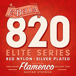 Струны для классической гитары La Bella 820 Elite Flamenco Red Nylon Silver Plated