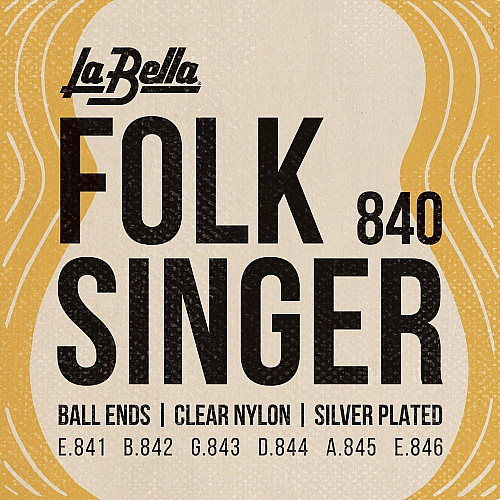 Струны для классической гитары La Bella 840 Folksinger Silver Nylon Silver Alloy Medium