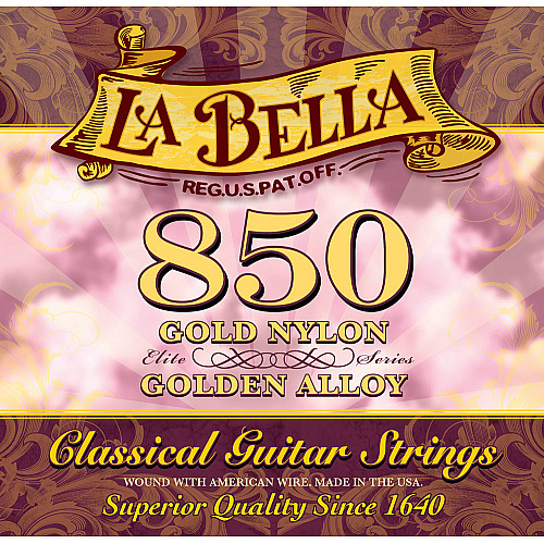 Струни для класичної гітари La Bella 850 Elite Golden Nylon Golden Alloy Medium