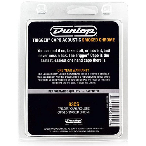 Каподастр Dunlop 83CS Acoustic Trigger Capo Smoked Chrome