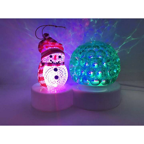 Світильник новорічний Supretto Світлодіодний диско шар + Сніговик Led Magic Ball