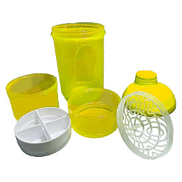 Шейкер спортивний ShakerStore Wave + з 2-ма контейнерами жовтий