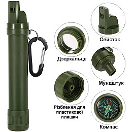 Портативний фільтр для води туристичний похідний Purewell L1500 1500 л Зелений (100827)