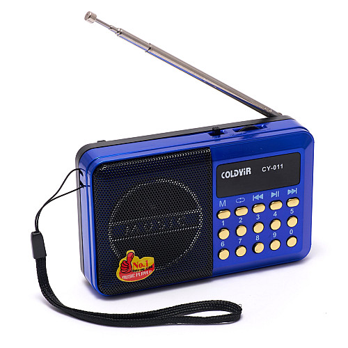 Портативне акумуляторне FM-радіо Knstar coldyir cy-011 з роз'ємом для USB і карти пам'яті, синє.