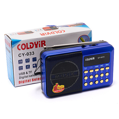 Портативне акумуляторне FM-радіо Knstar coldyir cy-011 з роз'ємом для USB і карти пам'яті, синє.