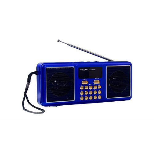 Портативний радіоприймач акумуляторний FM радіо YUEGAN YG-1881US з SD-картою MP3 плеєр сонячна панель синій