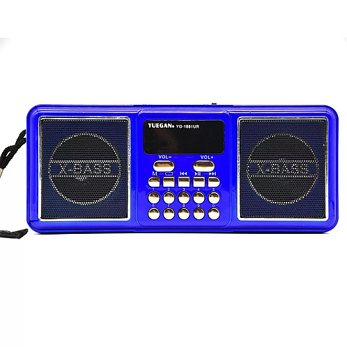 Портативний радіоприймач акумуляторний FM радіо YUEGAN YG-1881UR з SD-картою MP3 плеєр синій