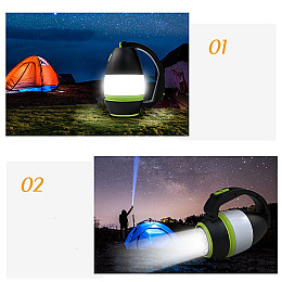 Лампа-фонарь для кемпінгу з повербанком УМБ SUNROZ Camping LED Lamp 4 в 1 Чорно-Зелений (SUN7320)
