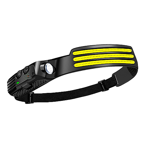 <strong>Мощный налобный фонарь с улучшенным аккумулятором SUNROZ 10W W689-3 1500 mAh 3xCOB+XPE 1000LM USB Type-C IPX4 Черный</strong>