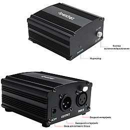 Блок фантомного живлення Manchez HX-878 48В для конденсаторних мікрофонів (3_00729)