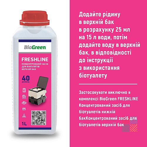 Концентрированное средство для биотуалетов верхний бак Biogreen 1л
