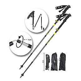 Треккинговые палки Birki Carbon Vario 105-135 см Black-Grey/Yellow