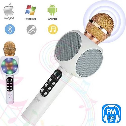 Беспроводной Bluetooth микрофон для караоке WS-1816 Белый