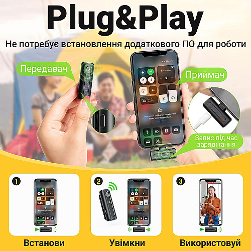 Беспроводной петличный микрофон Savetek P30 Lightning 2.4 ГГц 15 м