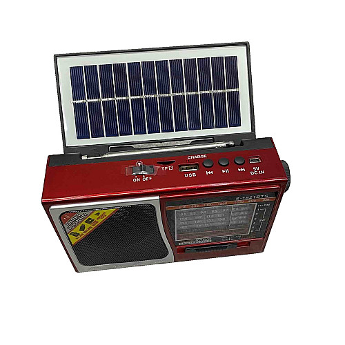Радіо-ліхтар на сонячній батареї на акумуляторі Solar Charge S-1521BTS червоний