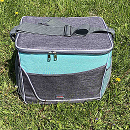 Термосумка 36*26*32 Stenson WW01351 серая с бирюзовым