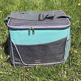 Термосумка 36*26*32 Stenson WW01351 серая с бирюзовым