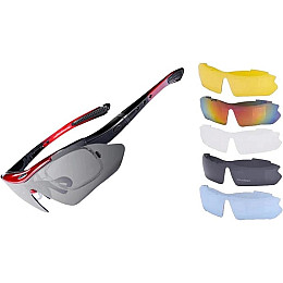 Спортивные очки RockBros Polarized UV400 с 5 линзами Черно-красный 