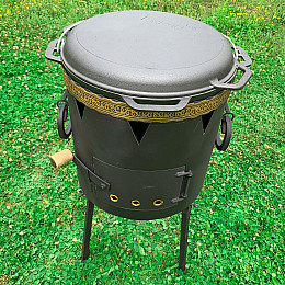 Комплект Котел чавунний з кришкою-гриль та пічкою без димоходу Brizoll 12 л (1674122821)