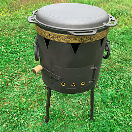 Комплект Котел чавунний з кришкою-гриль та пічкою без димоходу Brizoll 12 л (1674122821)