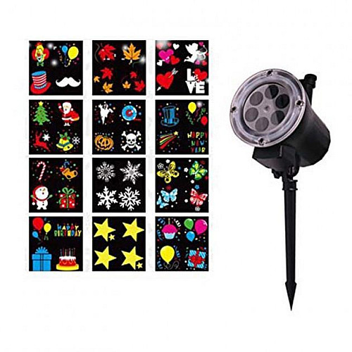 Лазерний проектор для саду 12 слайдів з пультом OPT-TOP Garden Projector Card (1756375556)