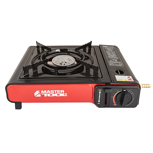 Плита портативная газовая с пьезоподжигом в пластиковом кейсе MASTERTOOL 2400 Вт Black and Red (44-5102)