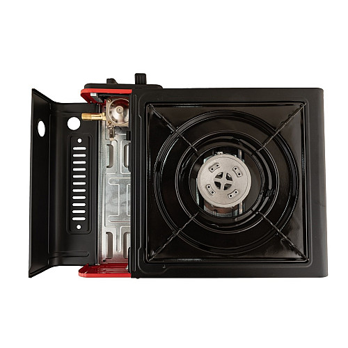 Плита портативная газовая с пьезоподжигом в пластиковом кейсе MASTERTOOL 2400 Вт Black and Red (44-5102)
