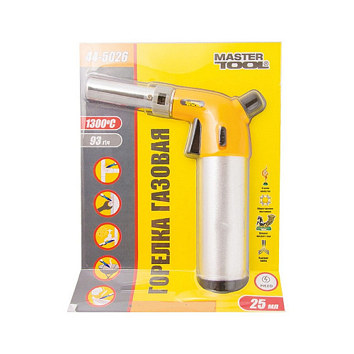 Горелка газовая MASTERTOOL Вулкан пьезоподжиг/керамическая защита Ø22 мм/1300°С Yellow (44-5026)