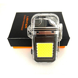 Зажигалка USB аккумуляторная электроимпульсная с LED фонариком СОВ Lighter 9033 Черный