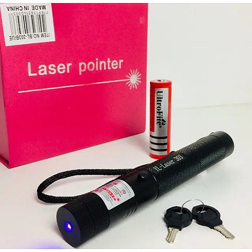 Потужна лазерна указка синій промінь з акумулятором 18650 Laser Pointer 303 Blue