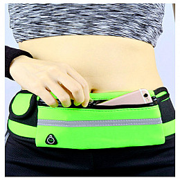 Сумка для бега на пояс RunningBag с карманом на бутылку Green (HbP0506202)