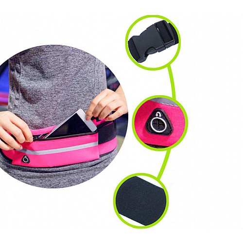 Сумка для бега на пояс RunningBag с карманом на бутылку Pink (HbP0506204)