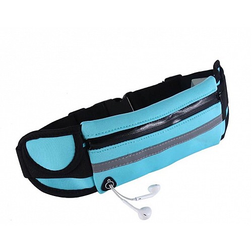 Сумка для бега на пояс RunningBag с карманом на бутылку Blue (HbP0506205)