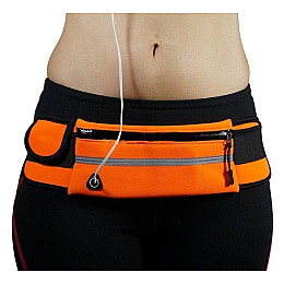 Сумка для бега на пояс RunningBag с карманом на бутылку Orange (HbP0506203)