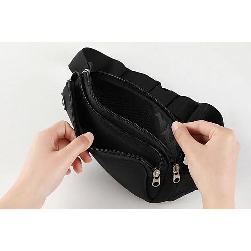 Поясная сумка для бега RunningBag с 2 карманами 22х10 см Black (050346)