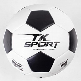 Мяч футбольный TK Sport резиновый баллон с нитью PU №5 White with black (114341)