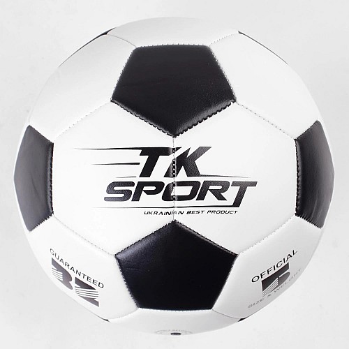 М'яч футбольний TK Sport гумовий балон з ниткою PU №5 White with black (114341)