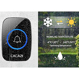 Бездротовий дверний дзвінок на вхідні двері з 2-ма кнопками виклику Cacazi A21 Чорний